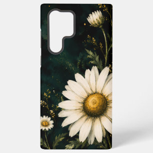 Elegant Dark Emerald Daisy Floral Gold Samsung Galaxy Case