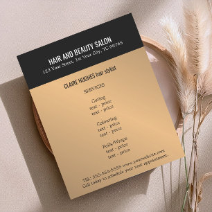 Elegant Dark Faux Gold Black Beauty Salon Flyer