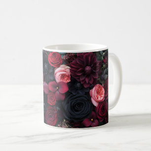 Elegant Dark Floral Arrangement Featuring Roses  Coffee Mug