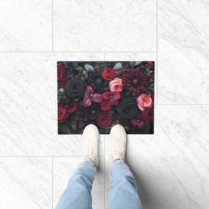 Elegant Dark Floral Arrangement Featuring Roses  Doormat