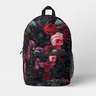 Elegant Dark Floral Arrangement Featuring Roses Printed Backpack