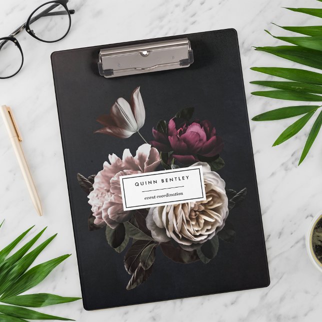 Elegant Dark Floral Bouquet Personalised Clipboard (Creator Uploaded)