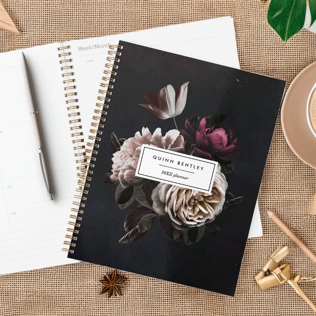Elegant Dark Floral Bouquet | Personalised Planner (Creator Uploaded)
