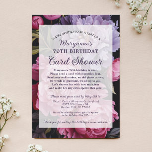 Elegant Dark Floral Card Shower 70th Birthday