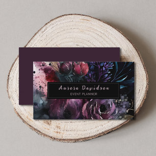 Elegant Dark Floral on Black Business Card