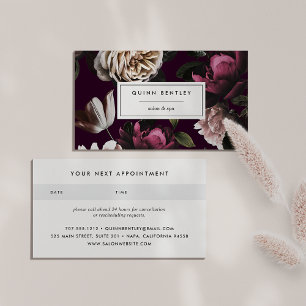 Elegant Dark Floral on Plum Appointment Card
