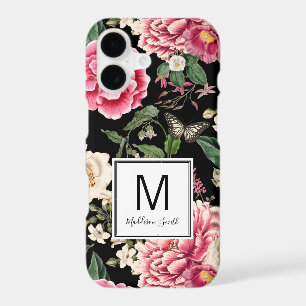 Elegant Dark Floral Pattern Add Your Name