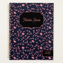 Elegant Dark Floral Personalised Weekly Planner
