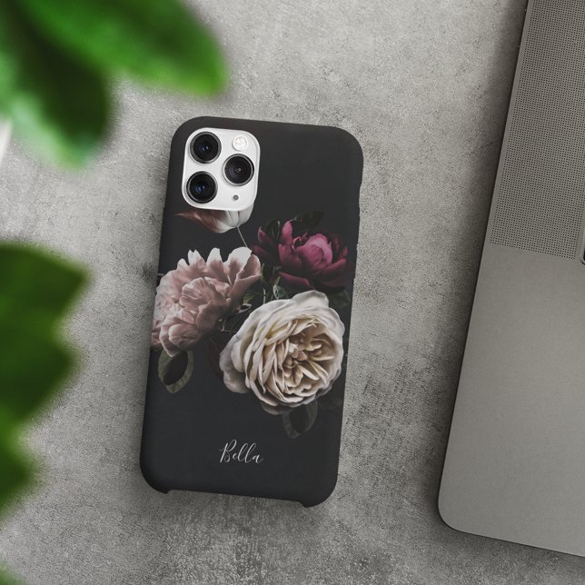 Elegant Dark Floral Rose Personalised Case-Mate iPhone Case (Creator Uploaded)