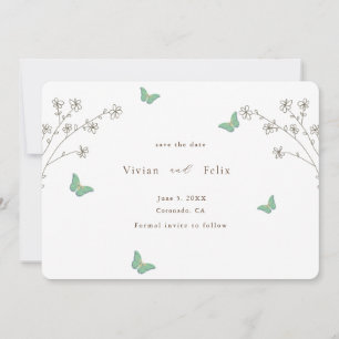 Elegant Dark Gold Butterfly Save The Date Invitation