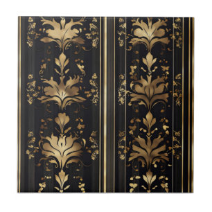 Elegant Dark Gold Pattern Ceramic Tile
