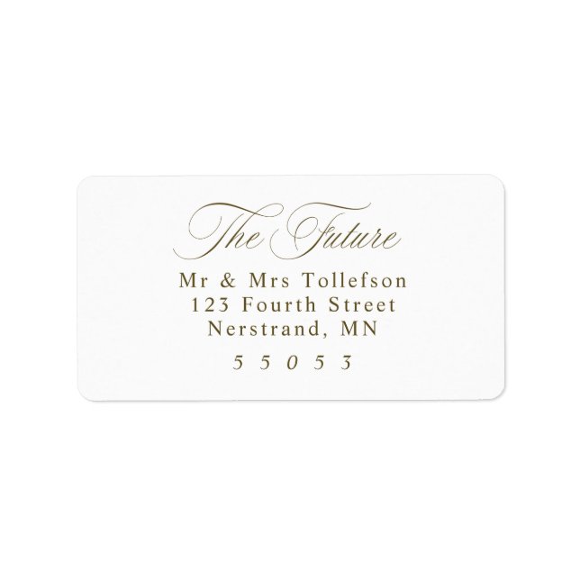 Elegant Dark Gold Wedding RSVP Return Address Label (Front)