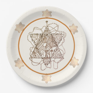 Elegant Dark Golden Brass Colour Jewish Star Paper Plate