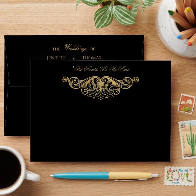 Elegant dark Gothic Halloween Wedding Envelope (Desk)