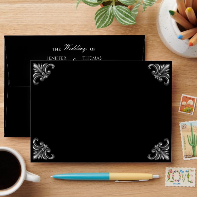 Elegant dark Gothic Halloween Wedding Envelope (Desk)