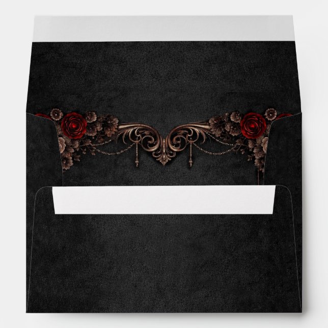 Elegant dark Gothic Halloween Wedding Envelope (Back (Bottom))