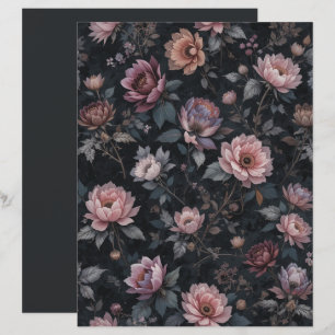 Elegant Dark Gothic Romance Floral Scrapbook Paper