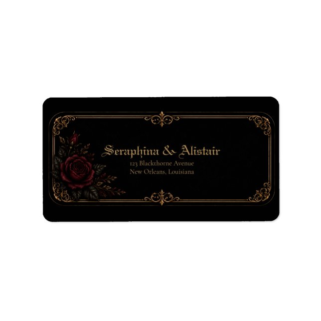 Elegant Dark Gothic Wedding Address Labels (Front)