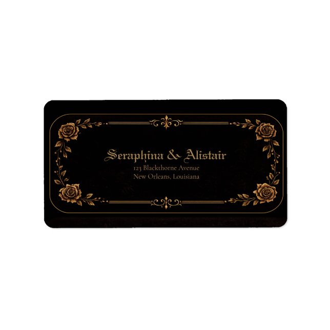 Elegant Dark Gothic Wedding Address Labels (Front)