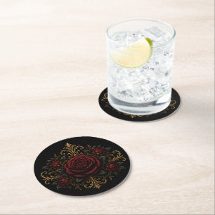 Elegant Dark Gothic Wedding Coaster