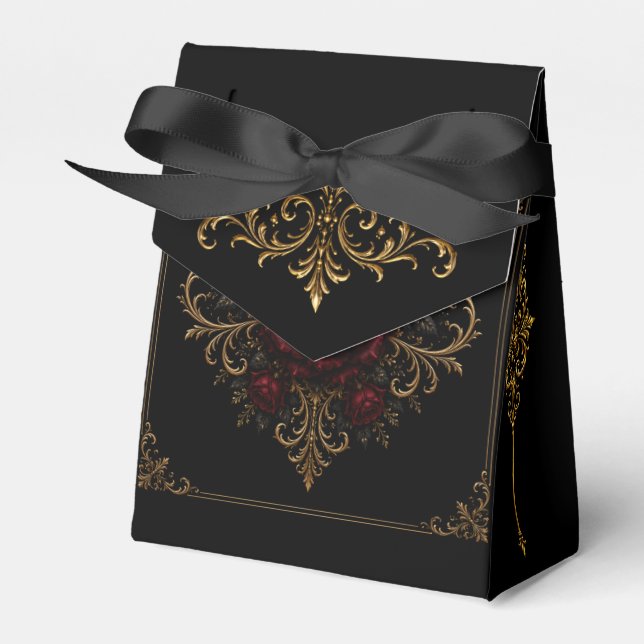 Elegant Dark Gothic Wedding Favour Box (Front Side)