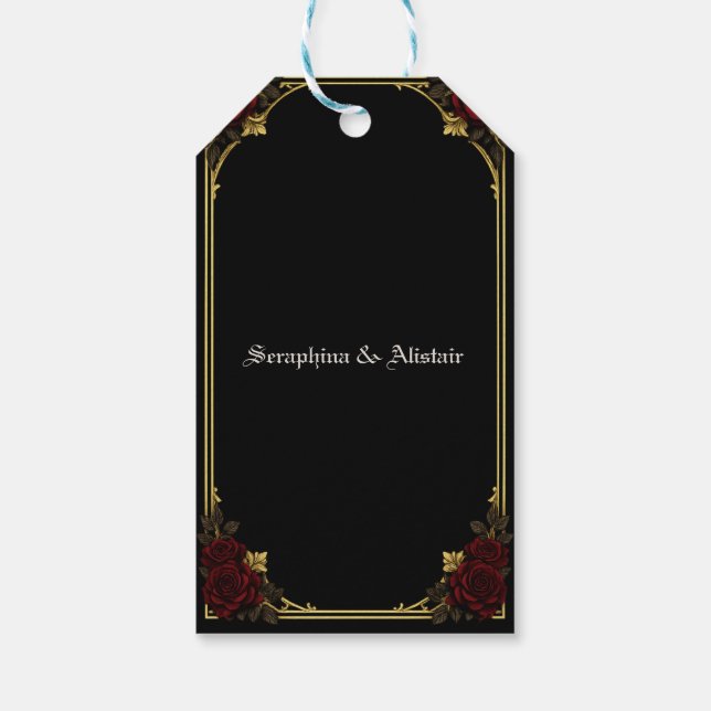 Elegant Dark Gothic Wedding Favour Tag (Back)