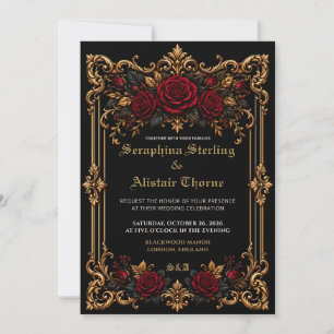 Elegant Dark Gothic Wedding Invitation
