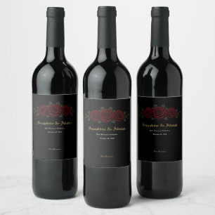 Elegant Dark Gothic Wedding Wine Bottle Label