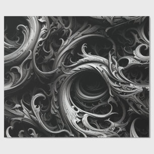 Elegant Dark Gray Ornate Wrapping Paper
