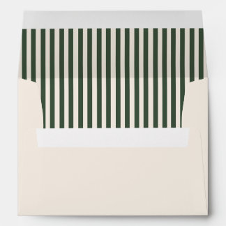 Elegant Dark Green and Cream Stripes Envelope