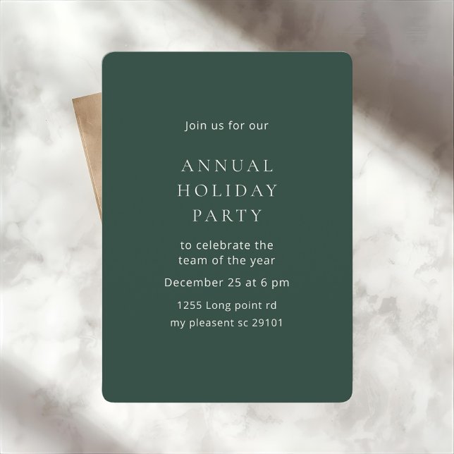 Elegant Dark Green Annual Holiday Party Invitation (Creator Uploaded)