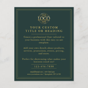Elegant Dark Green Gold Business Logo Promotional Flyer