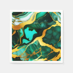 Elegant dark green golden yellow Faux Marble Napkin