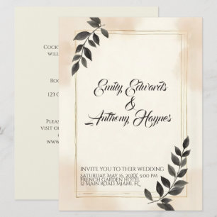 Elegant Dark Green Leaf Wedding Invitation