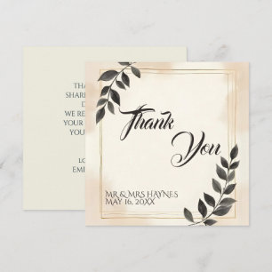 Elegant Dark Green Leaf Wedding Thank You Card