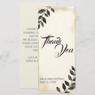 Elegant Dark Green Leaf Wedding Thank You Card