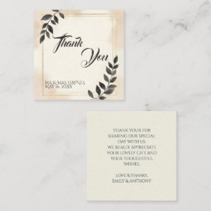 Elegant Dark Green Leaf Wedding Thank You Card