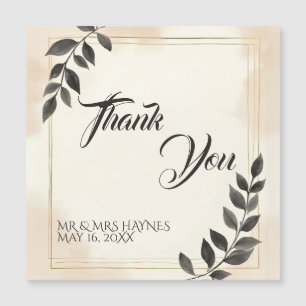 Elegant Dark Green Leaf Wedding Thank You Card