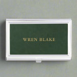 Elegant Dark Green Leather Texture & Gold Script  Business Card Holder<br><div class="desc">An elegant business card case featuring a dark green leather texture with gold script accents. This sophisticated design offers a luxurious way to store and present your business cards,  making a lasting impression in professional settings.</div>