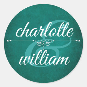 Elegant Dark Green modern Wedding design Classic Round Sticker