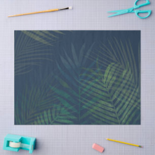 Elegant Dark Green Palm Leaves Pattern Tropical Tissue Paper
