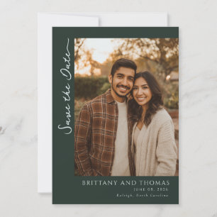 Elegant Dark Green Photo Save The Date
