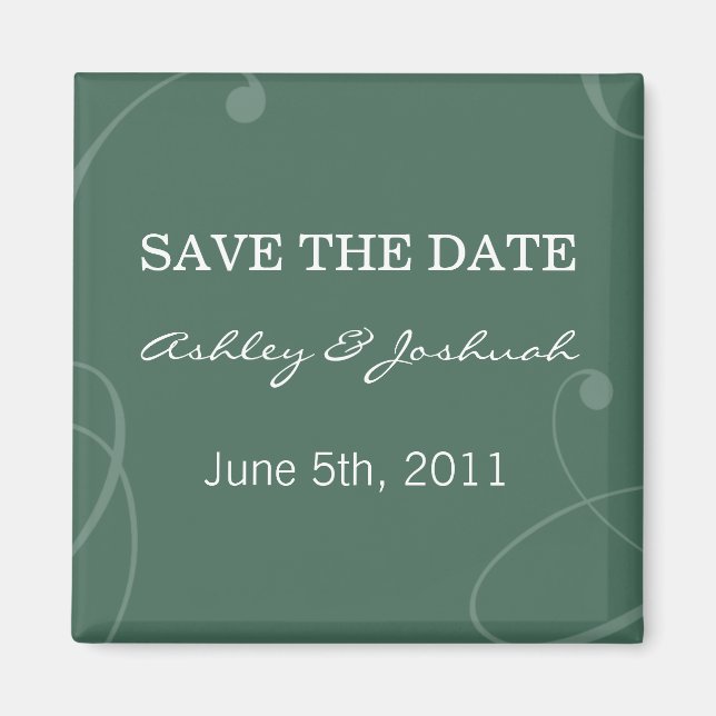Elegant Dark Green Save The Date Magnets (Front)