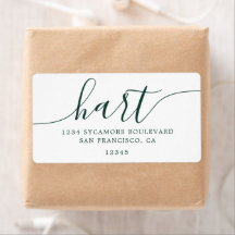 Elegant Dark Green Script Family Address