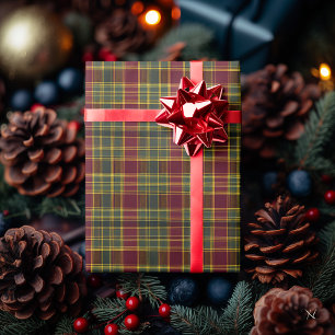 Elegant Dark Green Tartan – Classic Yellow Plaid Wrapping Paper