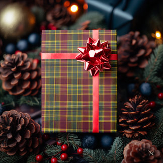Elegant Dark Green Tartan – Classic Yellow Plaid Wrapping Paper