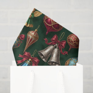 Elegant Dark Green Traditional Bauble Antique Tissue Paper