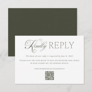 Elegant Dark Green Wedding Custom QR Code Online RSVP Card