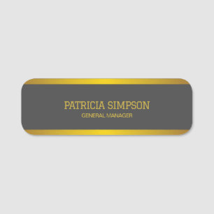 Elegant Dark Grey and Gold: Add Name and Job Title Tag