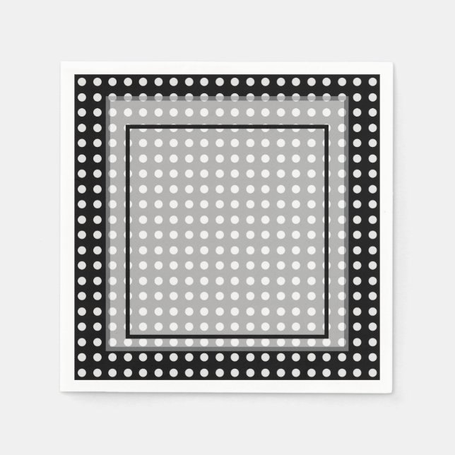 Elegant Dark Grey Border Script Monogram Napkin (Front)
